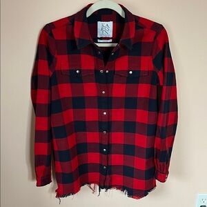 ZOE KARSSEN 100% Cotton Buffalo Check Plaid Western Snap Flannel Shirt XS